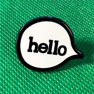 "Hello" Word Bubble Acrylic Pin Brooch Backpack Pin Tie Tack